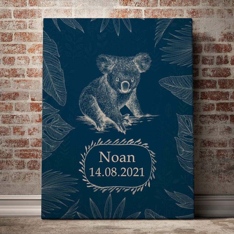 Pourquoi offrir un cadeau de naissance personnalisé ? 1 tableau bebe prenom personnalisable koala bleu 10